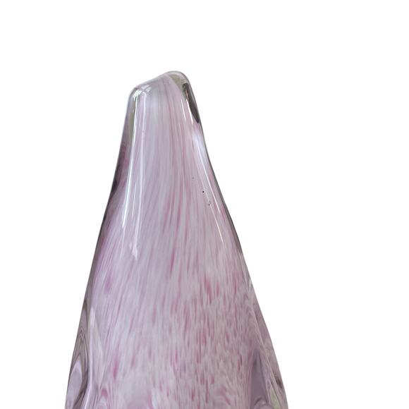 Hand Blown Solid Art Glass CHRISTMAS TREE 11in Pastel Pink & White Swirl New - Picture 3 of 11